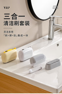 3-in-1 Cleaning Brush Set Multi-Functional Gap Brush Kitchen Countertop Cleaning Squeegee Cleaning Tool