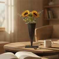 Cone Vase with Square Base Tapered Flower Holder Tall for Entryway, Minimalists