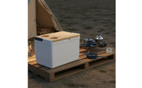 Insulated Container with Cut Board Lid Large Capacity Camping Chiller Table Built-in Cup Holders Insulated Container for Campers, Picnickers