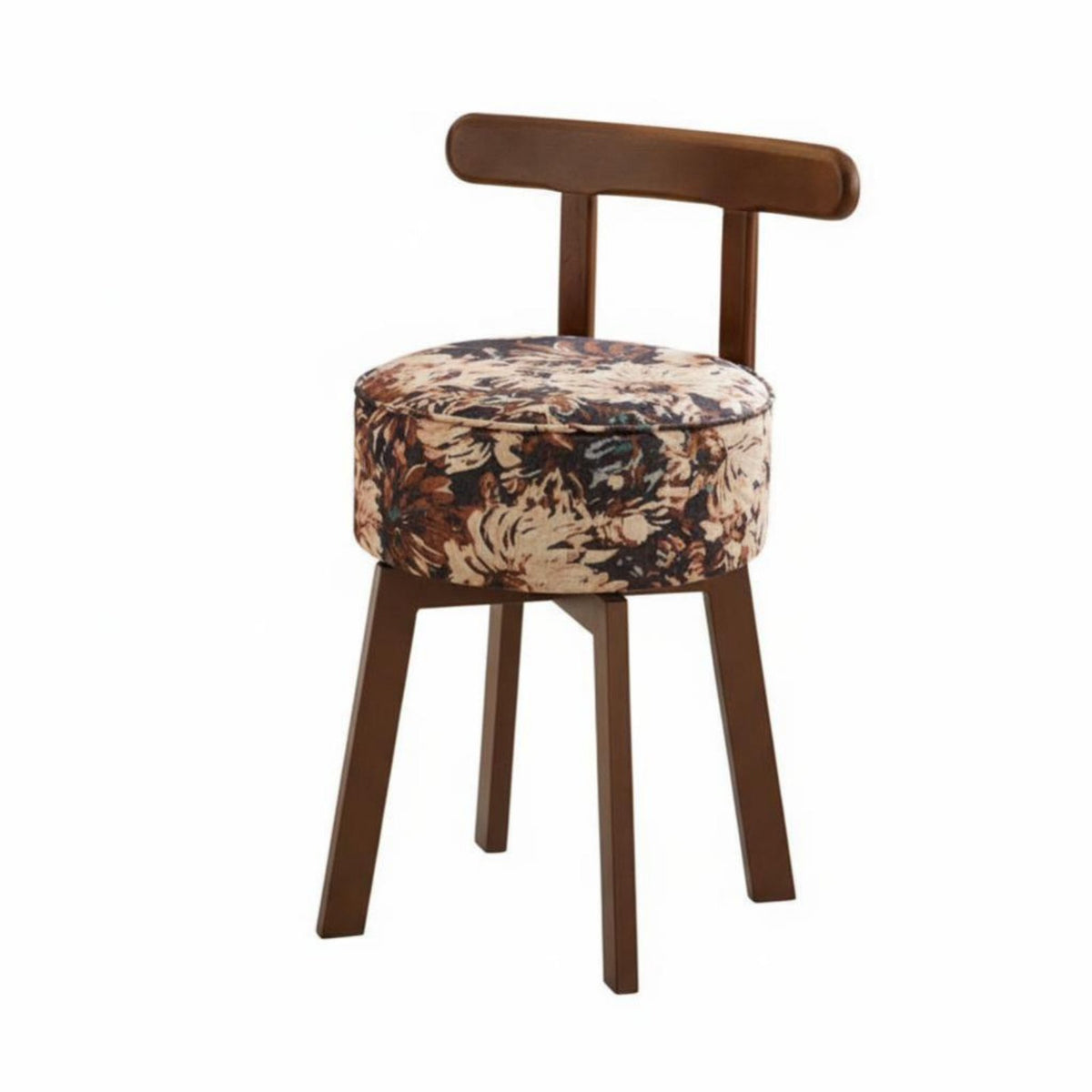 Swivel Vanity Stool Vintage Design Accent Chair Ergonomic Curved Backrest