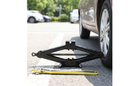 Slim-Profile Scissor Jack with Wheel Brace Folding Scissor Car Jack Portable Heavy-Duty for Motorists, Tire Changes