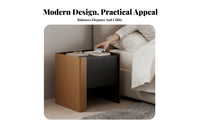 Nightstand with Storage Smoky Color Bedside Cabinet Modern Design for Homeowners