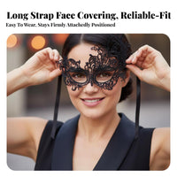 Elegant design Black Lace Halfface covering Mysterious Look Lace Half-Face Covering Intricate Pattern Costume Accessory Comfortable Wear for Cosphints, Adults, Party-Goers, Halloween, costume gala, Cosplay event, Theatrical Performance