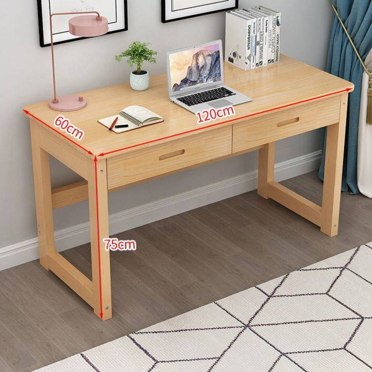 children's Wooden Desk and Chair Set Space Saving Solid Wood Student Writing Desk Rounded Edges children's Study Table with Drawer for Homeschooling