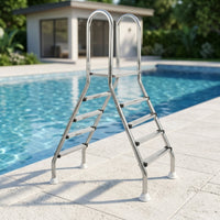 Double-Sided Pool Ladder Stainless Steel AA-Shaped Pool Ladder Anti-Slip for Above-Ground Pools