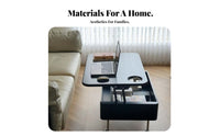 elevateTop C-Table with Casters Vintage Design Household Furniture Height Adjustable Multi-Purpose for Students, Adults