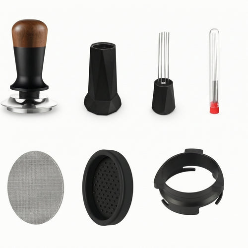 5 Pieces Espresso Pressing Set Weighted Espresso Tamper Walnut Accessory for Baristas