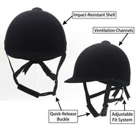 Velvet Horse Riding Hat, Equestrian Helmet with Ventilation System, Horse Riding Cap for Outdoor Act - Image 6