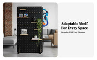 Movable Pegboard Room Divider Two-in-Single-Function Freestanding Pegboard Organizer Space-Saving Design Privacy Partition Versatile for Apartment Dwellers, Teletravel Workers, Entryway, Apartments, Home Office, Retail Retail Outlet S