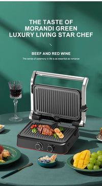 2-in-1 Detachable Electric Grill and Waffle Maker, 1500W, 220V EU Plug