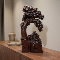 Ebony Wood Buddha Sculpture Zen Design House Decoration for Living Room, Desktop
