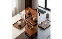 Bamboo Tea Tray Natural Bamboo Tray with Woven Surface Shallow Sturdy for Hosts, Tabletop Organization