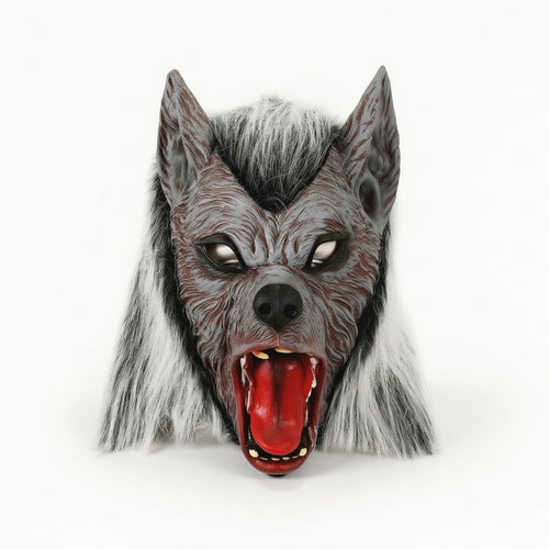 Wolf Mask with Faux Hair Full-Head Wolf Mask Realistic for Costume Parties