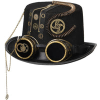 Steampunk Top Hat Top Hat with Goggles Halloween Cosplay Black for Costume Event