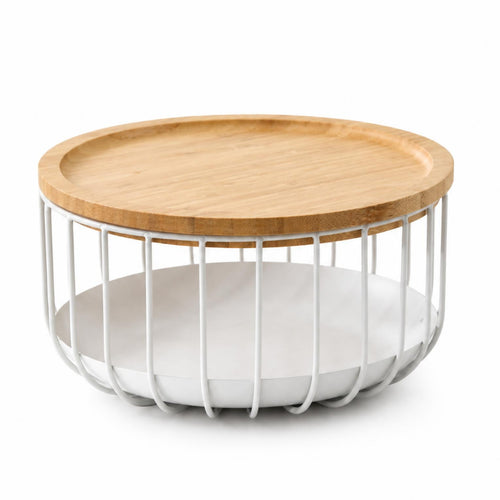 Versatile Wire Fruit Stand Bamboo Fruit Tray Round