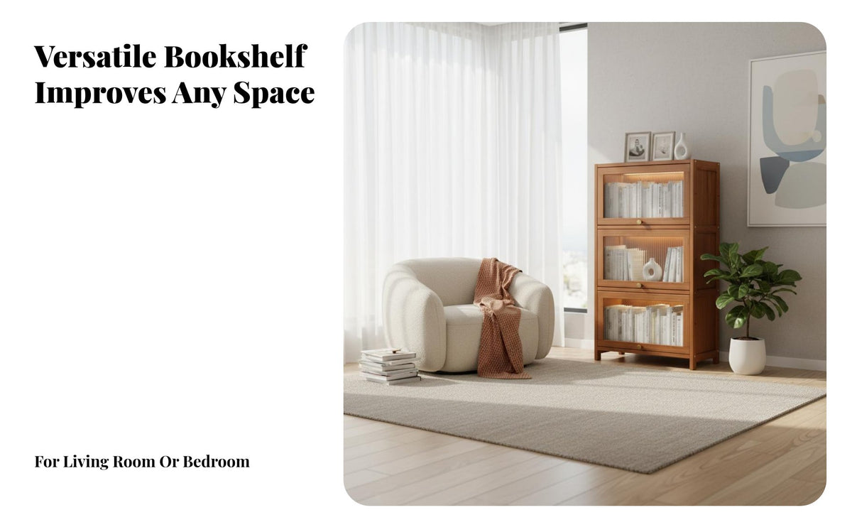 Simple Design Floor Standing Bookshelf Space-Saving Freestanding Bookshelf Easy to Assemble Multi-Layer Storage Shelf Stable for Children, Students, Homeowners, Living Room, Bedroom, Home Office, Study
