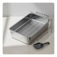 Stainless Steel Sifting Litter Box Long-Lasting Metal Cat Potty Scratch