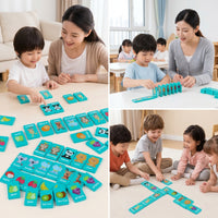 Educational Wooden Domino Game Interactive Matching Game Colorful Wooden Dominoes Sturdy for Preschoolers