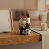 Father Son Soccer Figurine Resin Material Father and Son Sports Statue Gift Idea