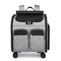Breathable Pet Carrier Backpack with Wheels Ventilated Pet Backpack with Wheels Foldable Collapsible for Travelers