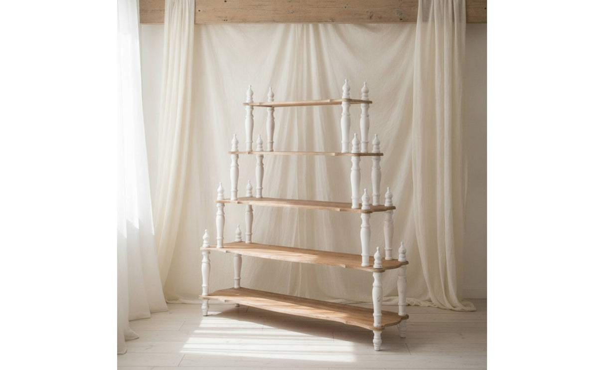 Freestanding Five-Tier Display Shelf Narrow-Footprint Standing Shelf with Five Tiers Tall Open Display Rack Space-Saving for Homeowners, Collectors, Living Room, Studio, Shop