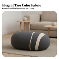 Nordic Design Curved Patchwork Pouf Wabi-Sabi Aesthetic Low Stool sophisticated design Ottoman Two-Tone for Art Lovers, Interior Designers, Living Room, Lounge Area, Bedroom, Entryway
