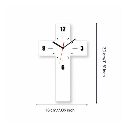Cross Wall Cross-Shaped Clock Modern Design Home Decor Decorative for Halloween