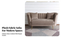 Nordic design Tufted plush fabric Sofa Light Luxury Design Small Couch Slim Metal Legs Loveseat dense Foam padding for Apartment Dwellers, Homeowners, pairs, Living Room, Lounge Area, Office, Bedroom