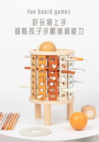 儿童木制早教启蒙手眼协调思维训练亲子互动骰子插棍积木益智玩具