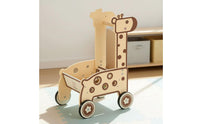 Wooden animal Pusher Early Learning animal Shopping Cart Sturdy Wood Wooden Shopping Cart for Nursery