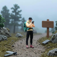 Photographer Figurine Backpack Miniature Photographer Cap