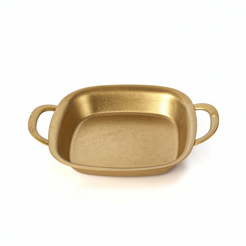 Square Serving Plate with Handles Retro Stainless Steel Serving Tray for Parties