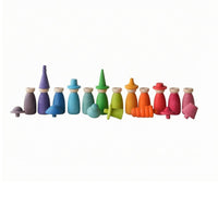 Wooden Peg Doll Removable Hat Imaginative Play Form Smooth Edges Children's Plaything for Kids