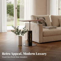 Curved-Shaped Elevating Table Vintage Design & Appearance Living Room Furniture Height-Adjustable Sturdy Construction
