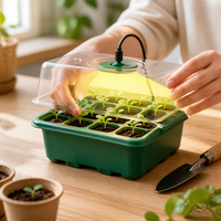 Plant Growing Lamps, 5-Pack Plant Germination Kit with Grow Lamp & USB Cable, Indoor Greenhouse for Seedling Trays, Green