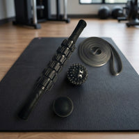 Fascia roller and fascia ball set, black rubber muscle massager, ideal for athletes and trigger point massage