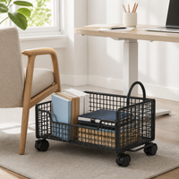 Rolling Bookshelf Storage Cart with Wheels, Detachable Under-Desk Organizer for Books and Supplies