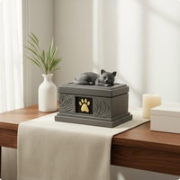 Resin Feline Memorial Box Decorative Finish Pet Memorial Keepsake Handmade