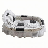 Boat-Shaped Pet Bed Raised Side Bolsters Sleeping Cushion Padded Animal Furniture