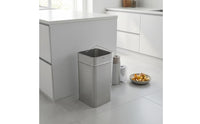 Square Metal Trash Can Insert Side Handle Loop Galvanized Metal Container Rounded Top Edges Household Bin