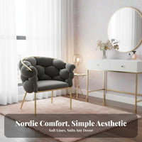 Woven Puff Armchair Nordic Aesthetic Vanity Stool Comfortable Backrest