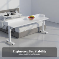 Adjustable Overbed Desk Movable with casters Overbed Laptop Cart Rolling Casters Mobile Table for Students, Bedridden Patients, Bedroom, Dorm Room
