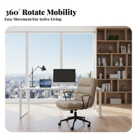 Upholstered Swivel Chair Padded Armrests Upholstered Roller Chair for Adults