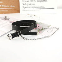 Punk Style Belt with Chain Decoration for Jeans, Faux Leather, Pin Buckle
