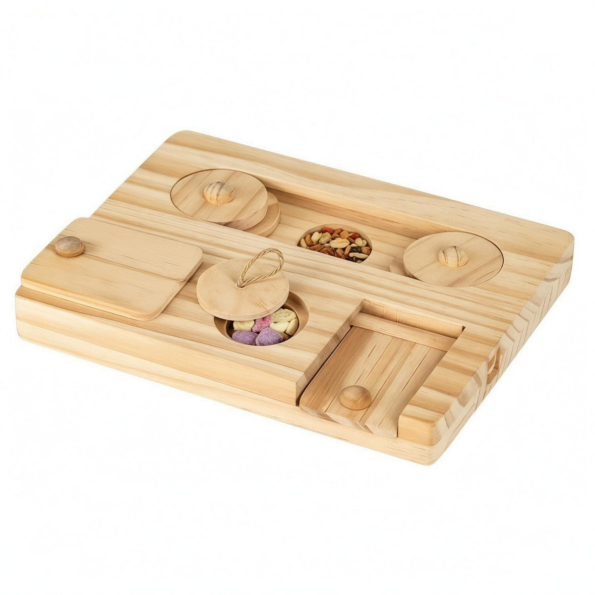 Small-Pet Foraging Tray Mental Wooden Puzzle Feeder Animal Gear for Tabletop