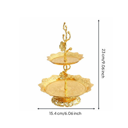 2-Tier Dessert Stand Plum Blossom Decoration European Design Serving Plate