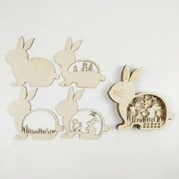 DIY Easter Ornament Kit Ready to Paint Three-Dimensional Wooden En Scene Craft Handmade Fun Three-Dimensional Wooden Painting Craft for Children