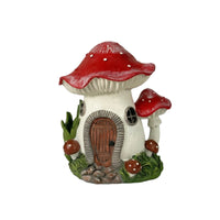 Fungi House with Solar Light Resin Fungi House Outdoor for Flower Bed