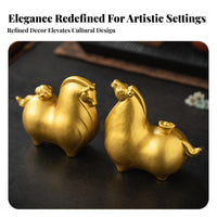 Good Fortune Symbol Ceramic Horse Ornament Elegant Design Golden Horse Statue Exquisite Workmanship for Business Owners