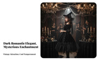 Lolita Fashion Compact Top Hat with Veil Darkly Romantic Design Veiled Compact Top Hat Floral Bloom Embellishment Costume Headwear Lace Details for Cosplayers, Brides, Cosplay Events, Photoshoots, Photo Shoots, Themed Parties